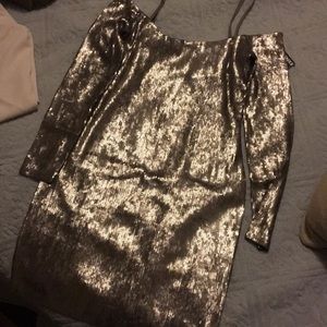 Silver mini sequin dress